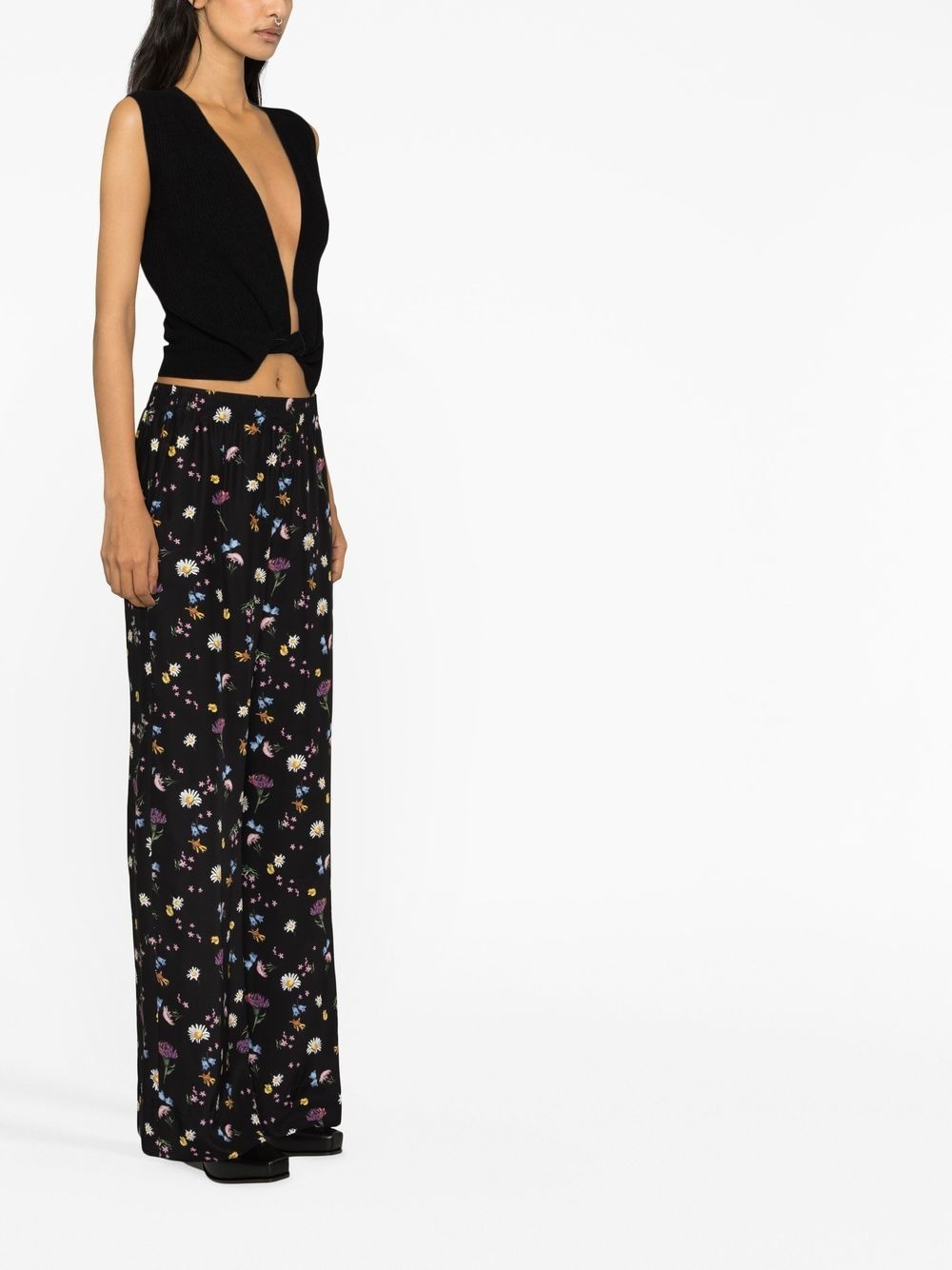 floral-print silk trousers - 4