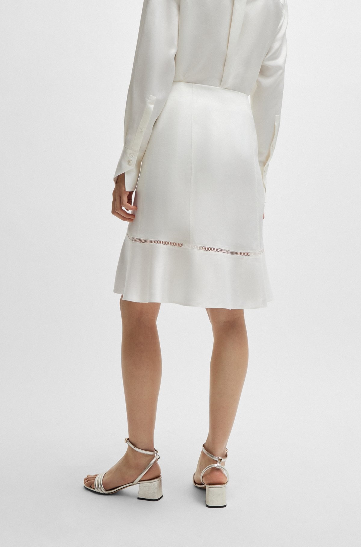 A-LINE SKIRT WITH LADDER-LACE TRIMS - 4