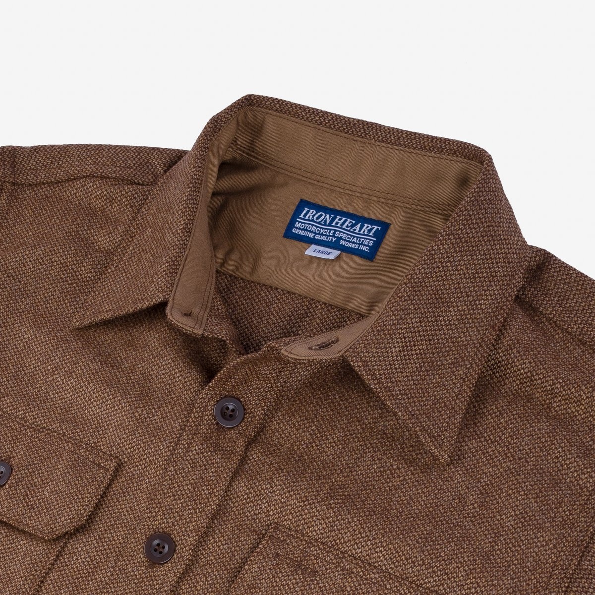 IHDR-434-CBR 14oz Fox Brothers®  Barleycorn Flannel CPO Shirt - Cigar Brown - 9
