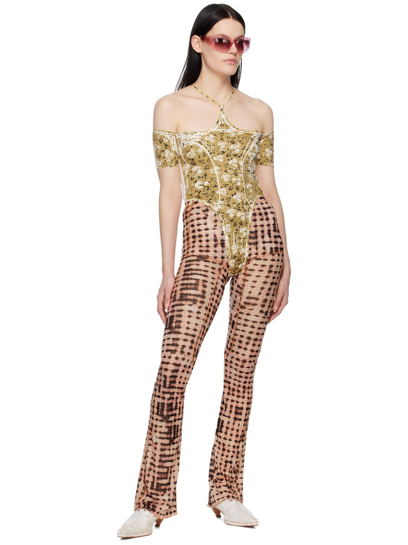 KNWLS Yellow & Black CHK Leotard Bodysuit outlook