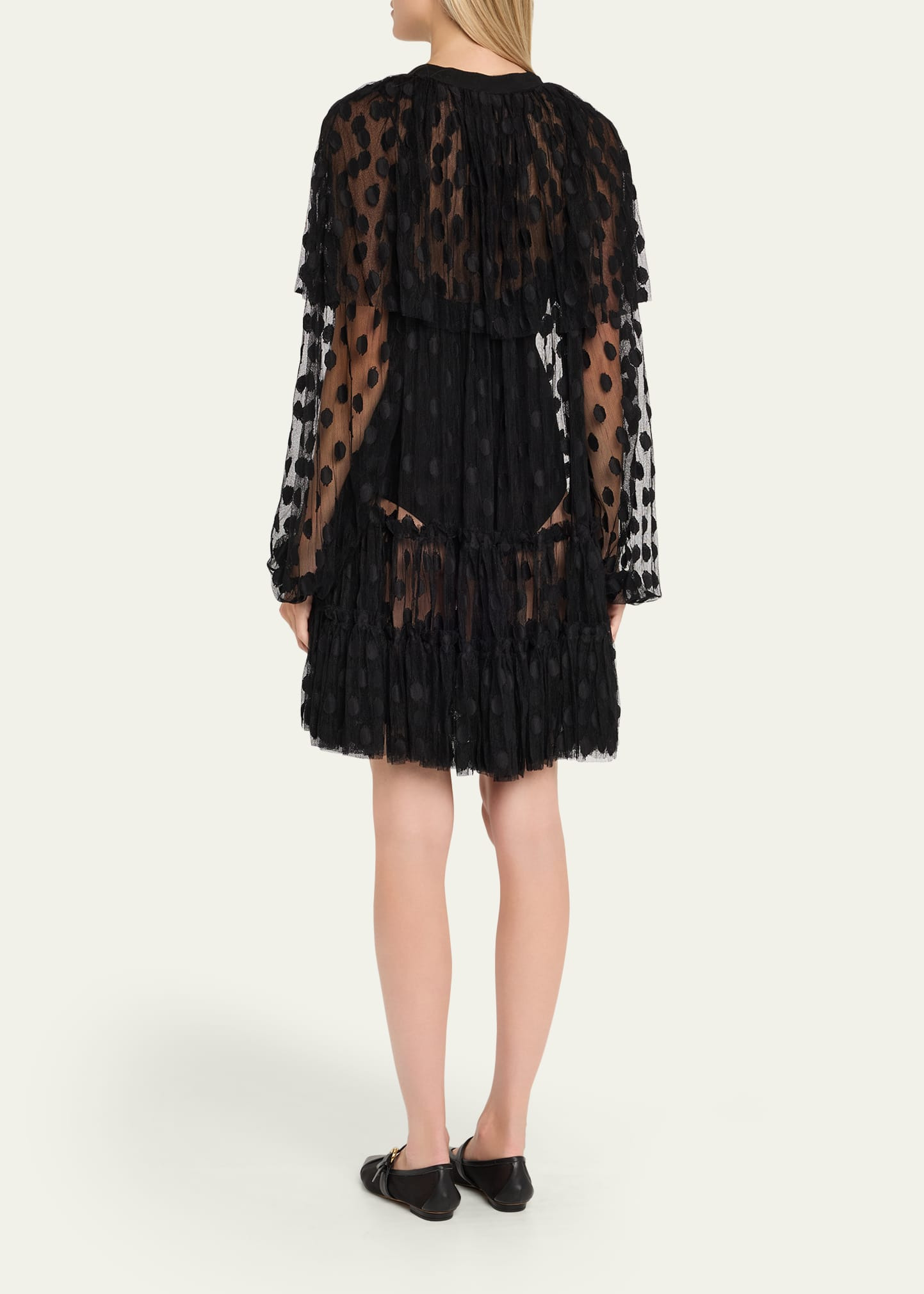Audette Long-Sleeve Lace Mini Dress - 3