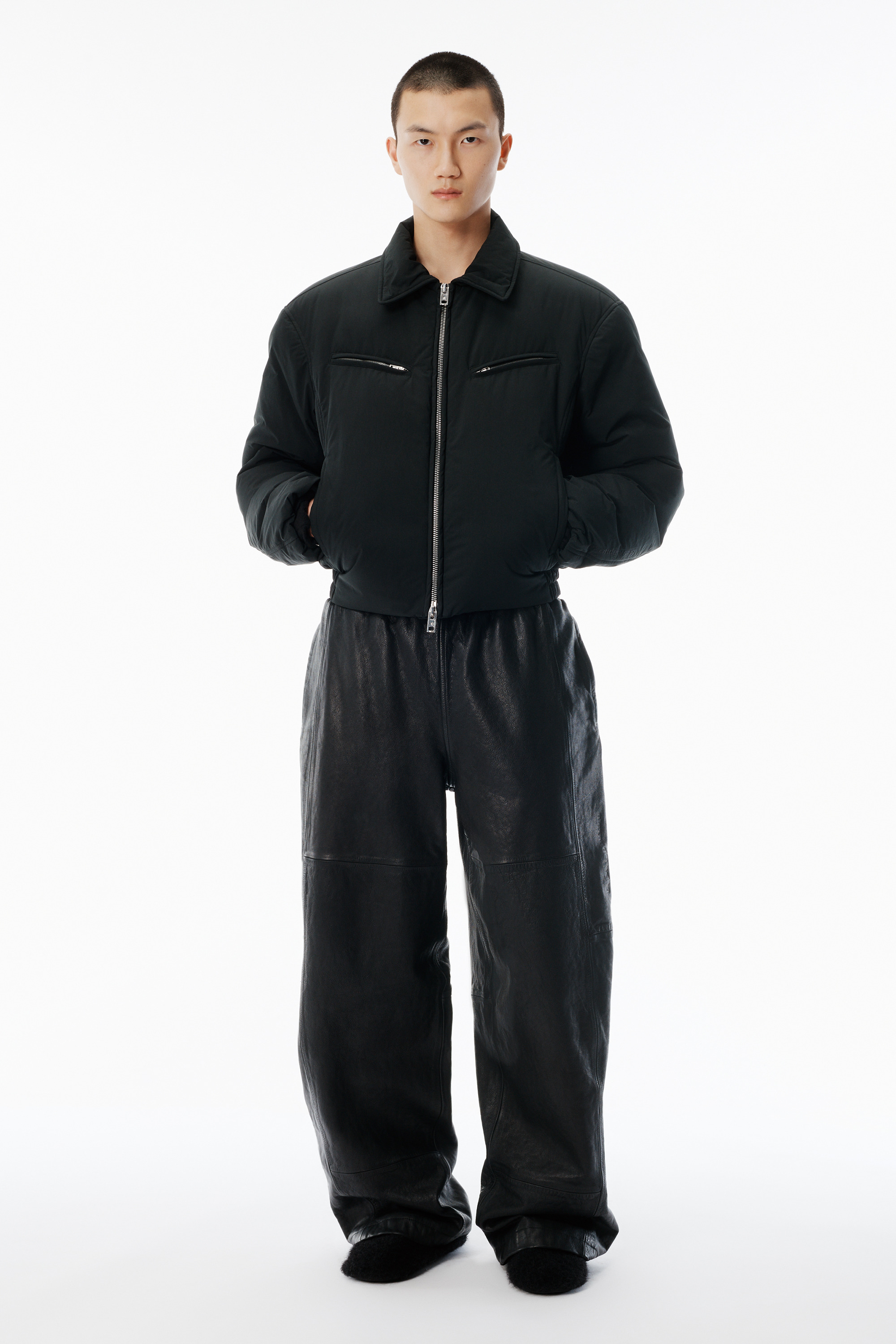 Black Worn Moto Leather Sweatpant - 2