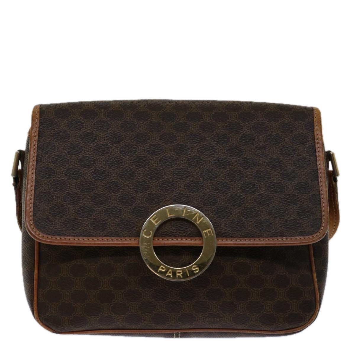 CELINE Macadam Canvas Shoulder Bag Pvc Brown - 2