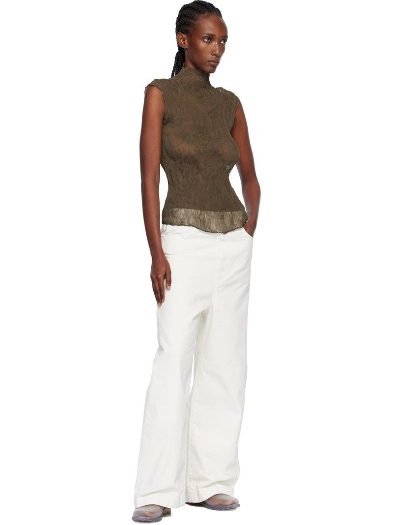 ISSEY MIYAKE Khaki Chiffon Twist Top outlook