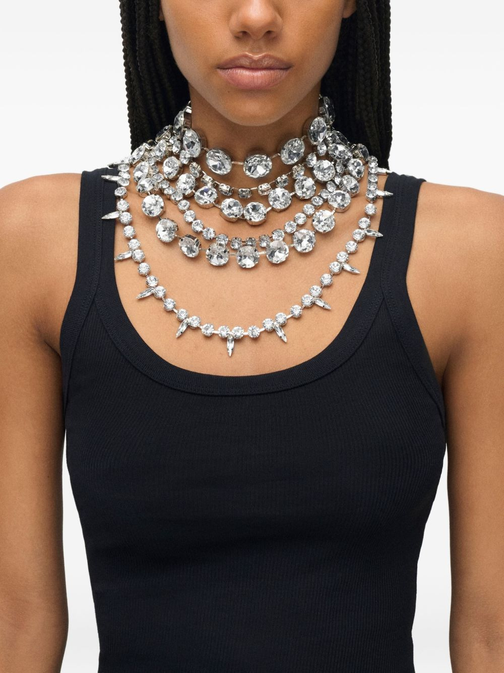 crystal multi-layer choker necklace - 3
