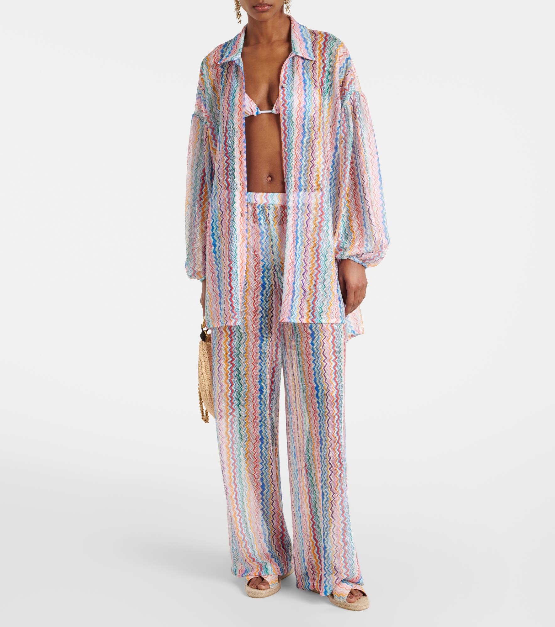 Zigzag sheer wide-leg pants - 2