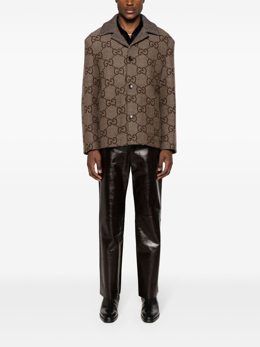 Maxi GG-jacquard wool jacket - 2