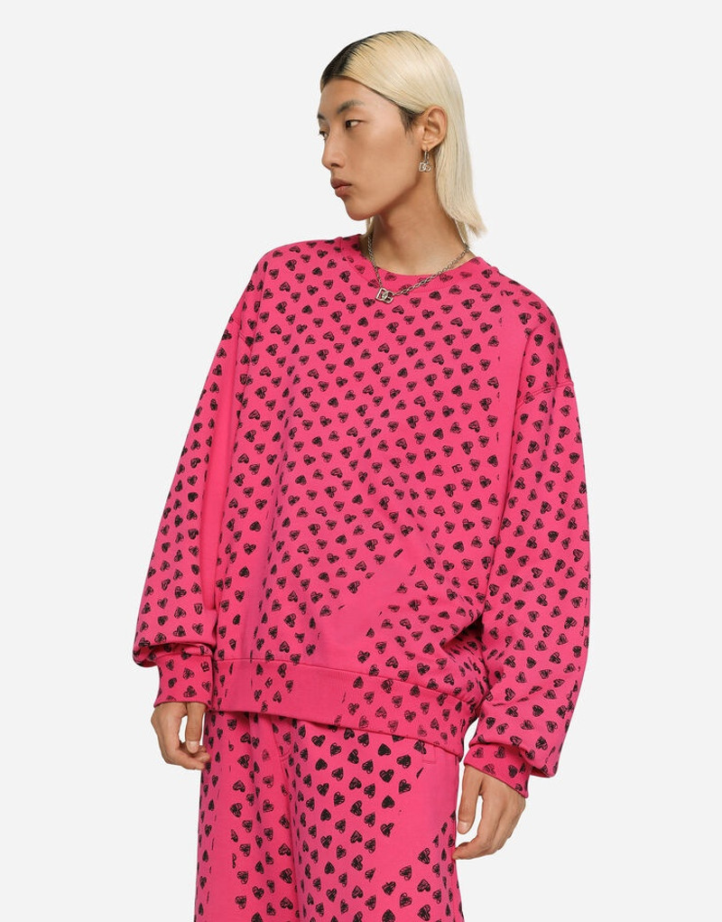 Round-neck jersey sweatshirt with DG heart print 3