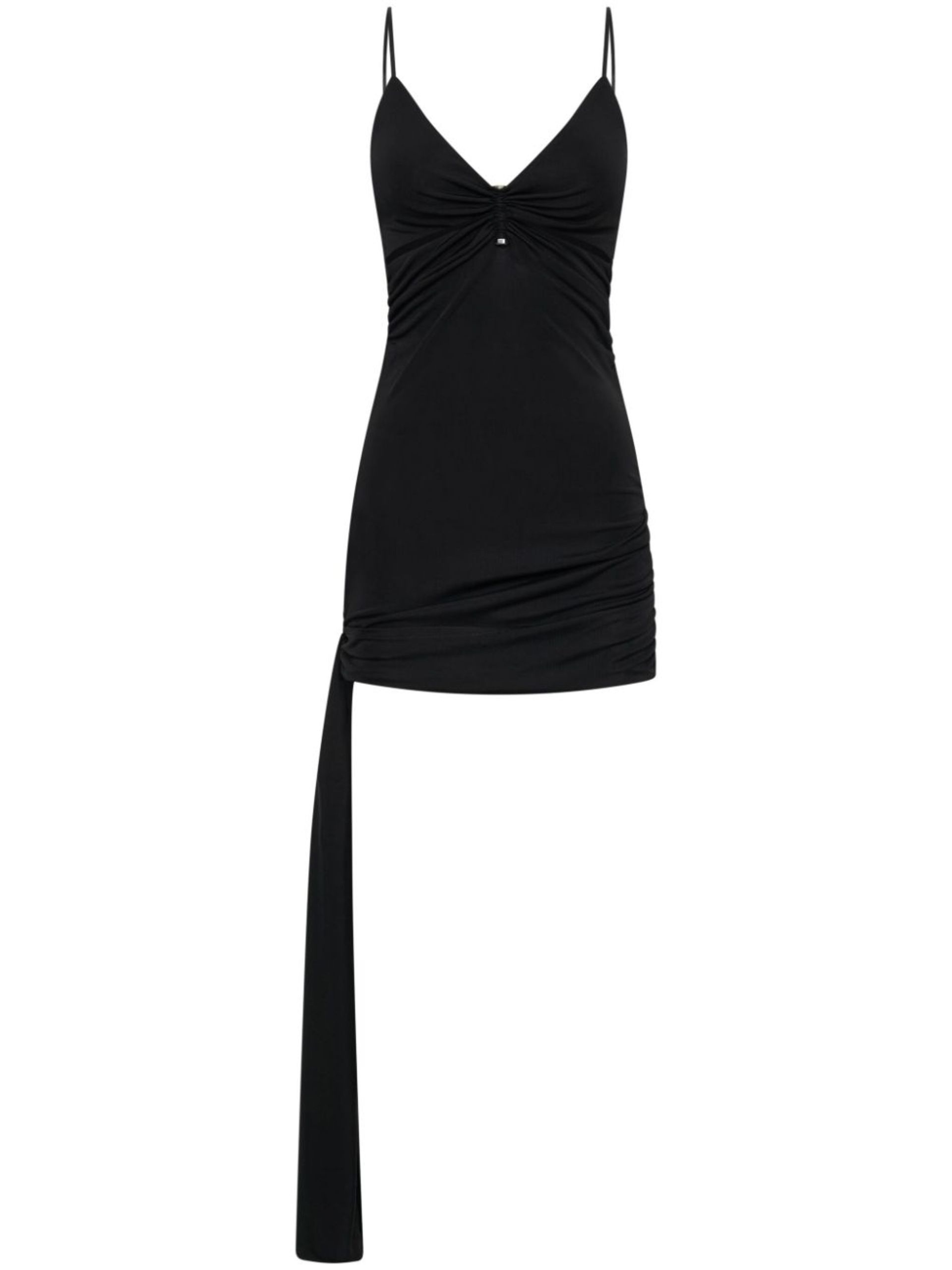 Black Gathered Cut-Out Mini Dress - 1