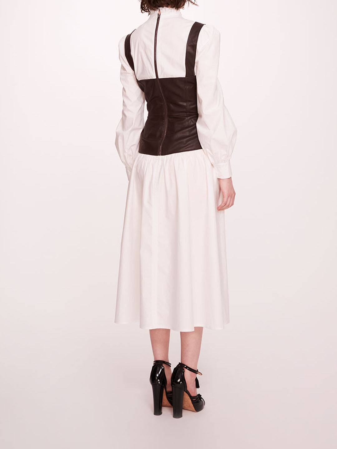 FAUX LEATHER POPLIN CORSET DRESS - 2