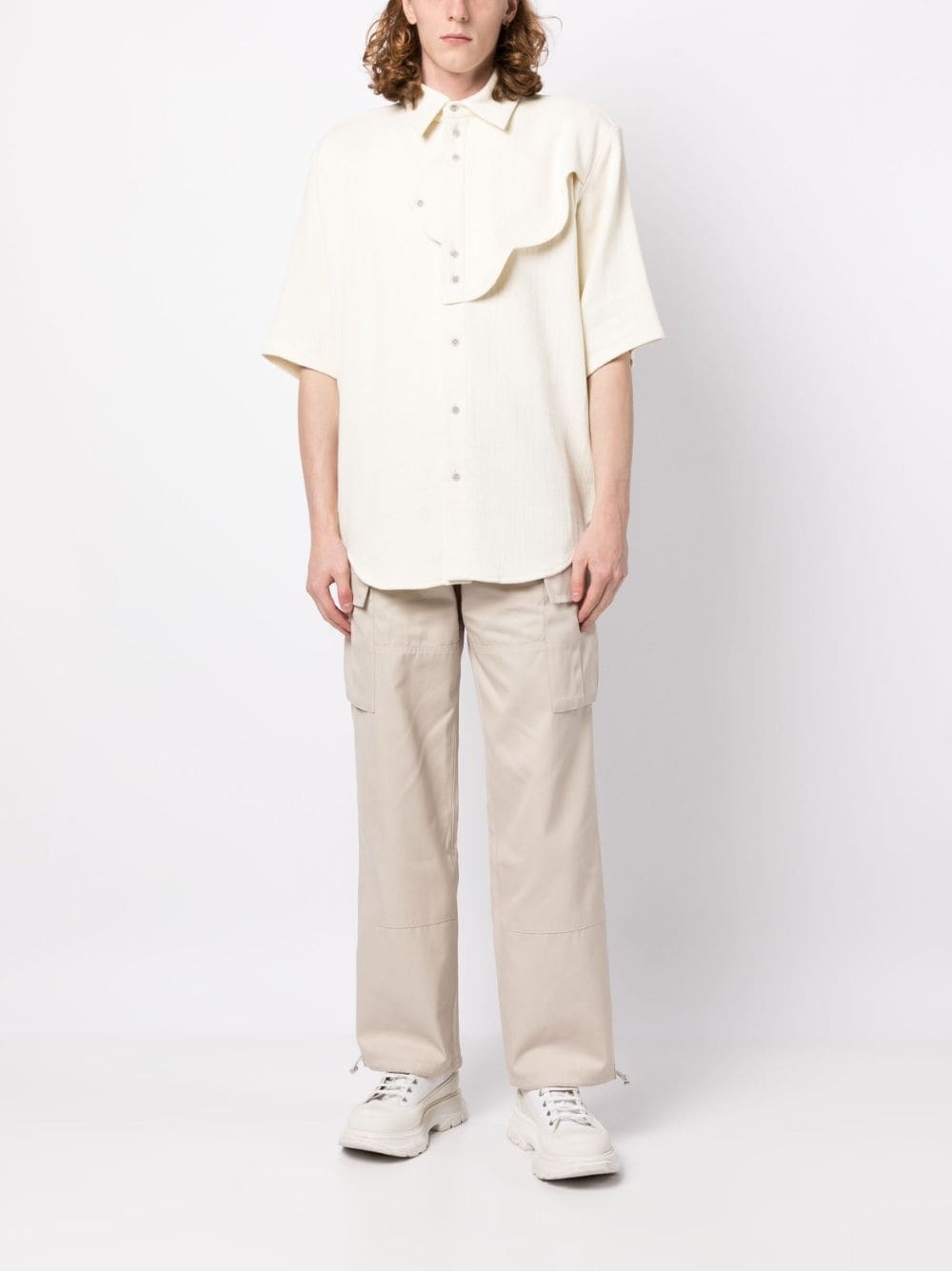 layered-detail terry-cloth shirt - 2
