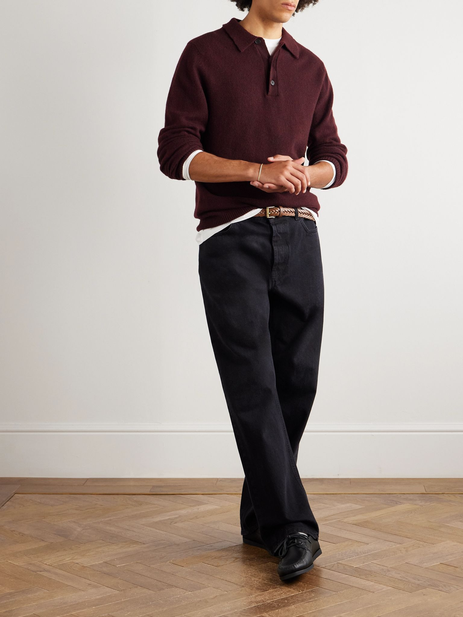 Wool Polo Shirt Brown - 2