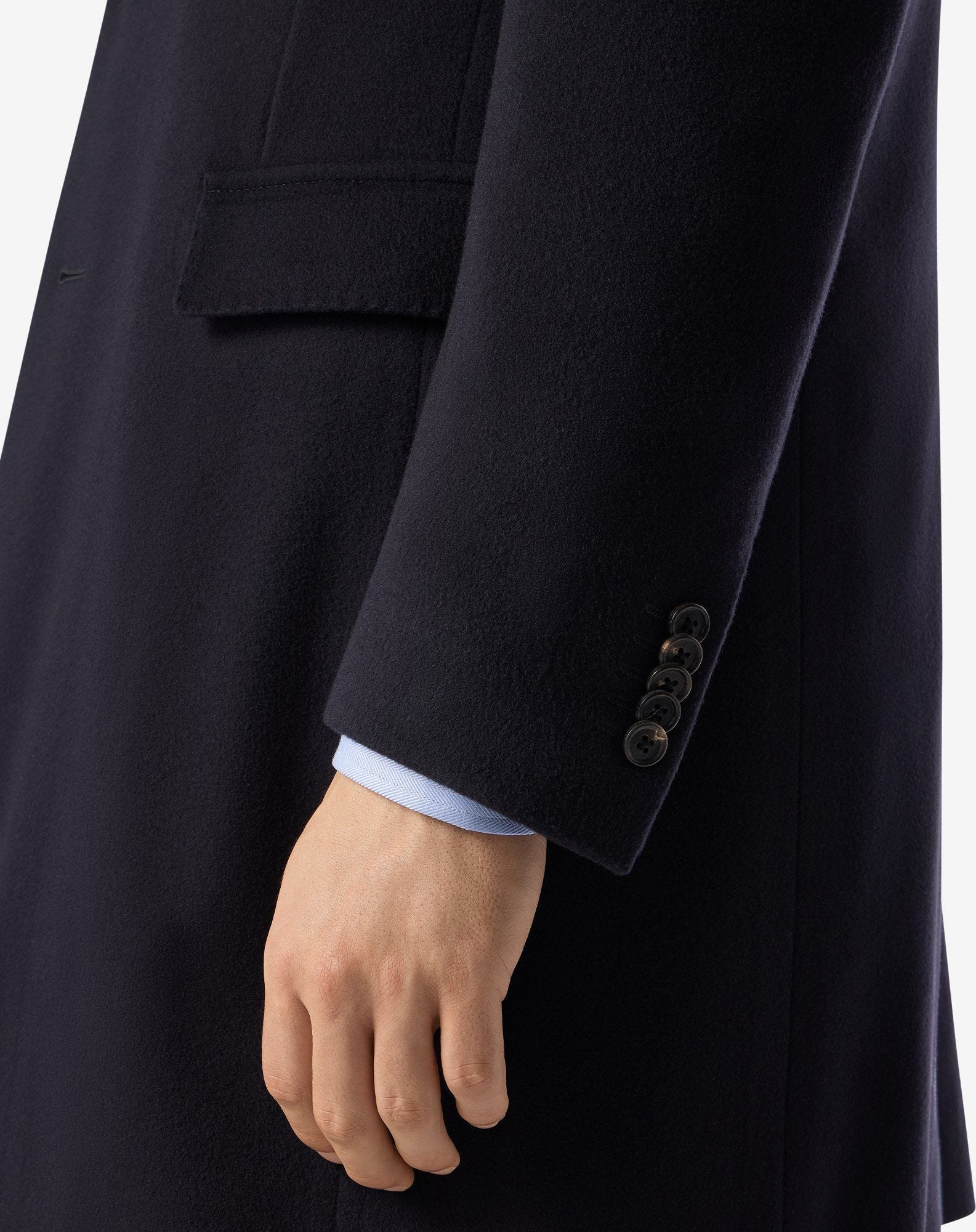 Navy blue super fine wool beaver coat - 4
