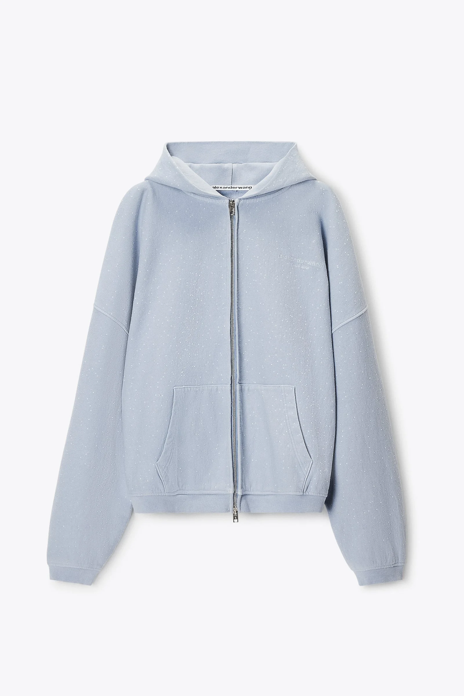 crystal hotfix oversized zip-up hoodie - 1