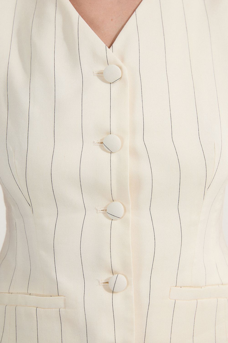Premium Linen Viscose Pinstripe Tailored Waistcoat 3