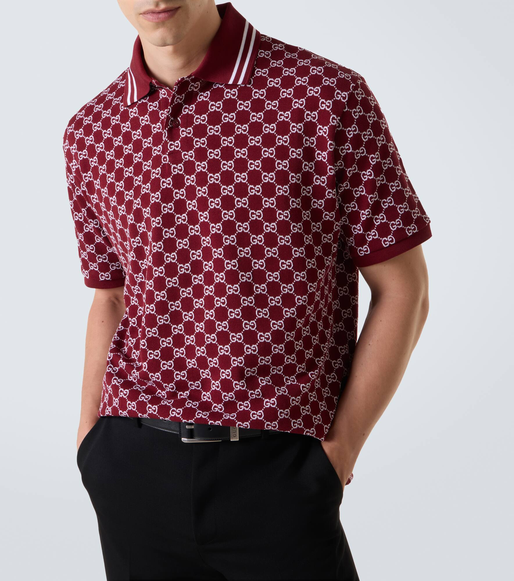 GG cotton piqué jacquard polo shirt - 5