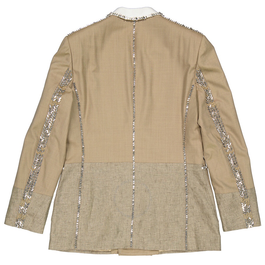 Burberry Men's Pecan Melange Crystal Embroidered Wool-blend Coat, Brand Size 52 (US Size 42) - 2