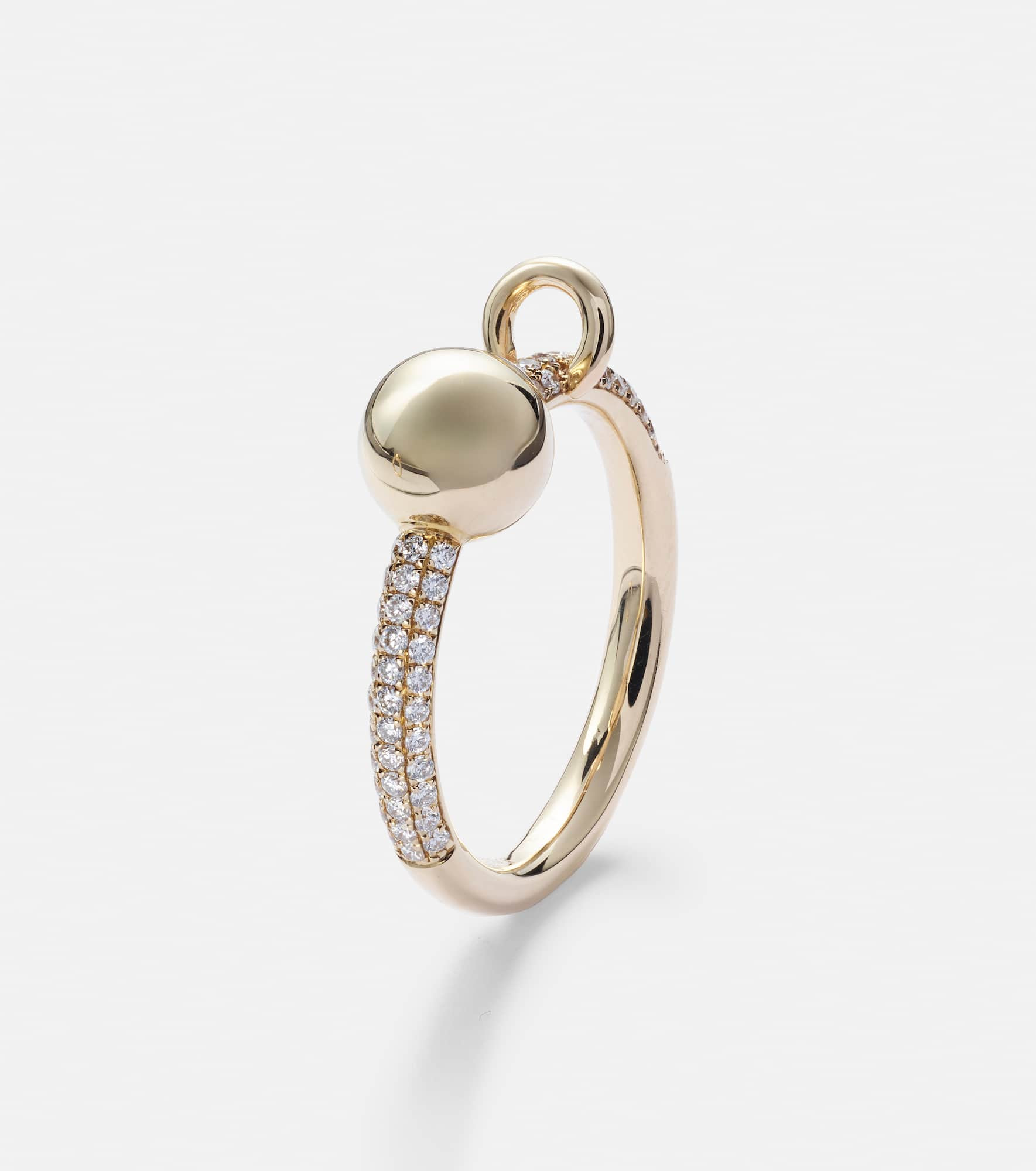 Piercing 14kt gold ring with diamonds - 4