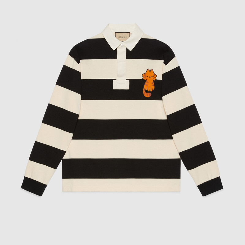 Cotton jersey polo with patches 1