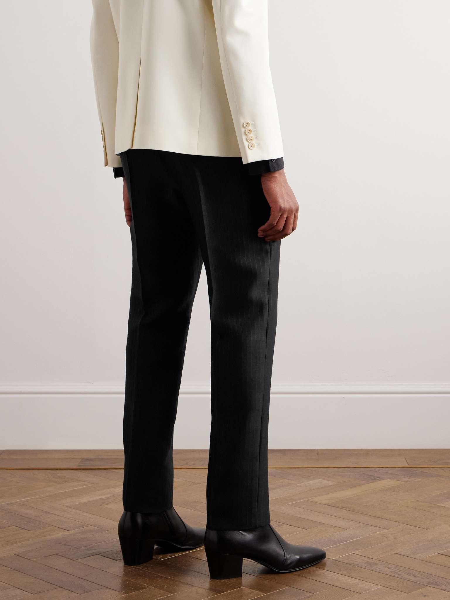 Straight-Leg Pleated Pinstriped Wool and Silk-Blend Suit Trousers - 4