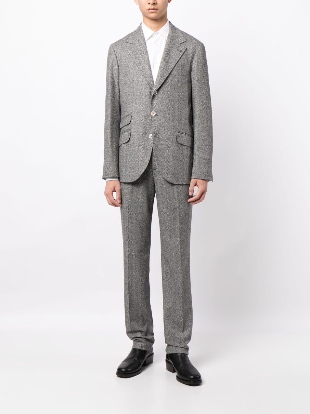 wool-blend herringbone two-piece suit - 2