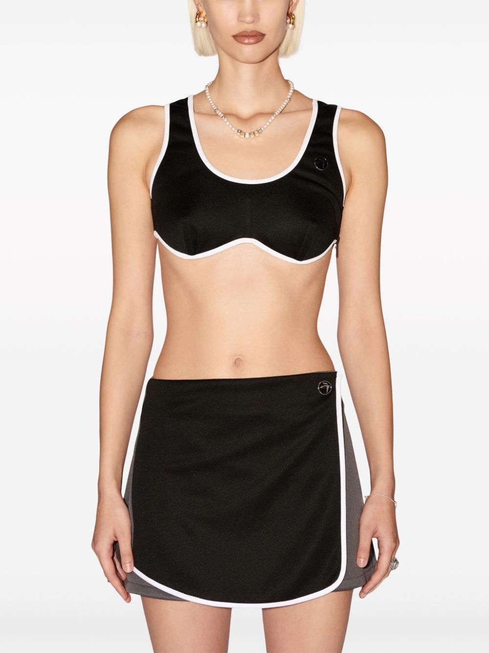lace-up cropped top - 3