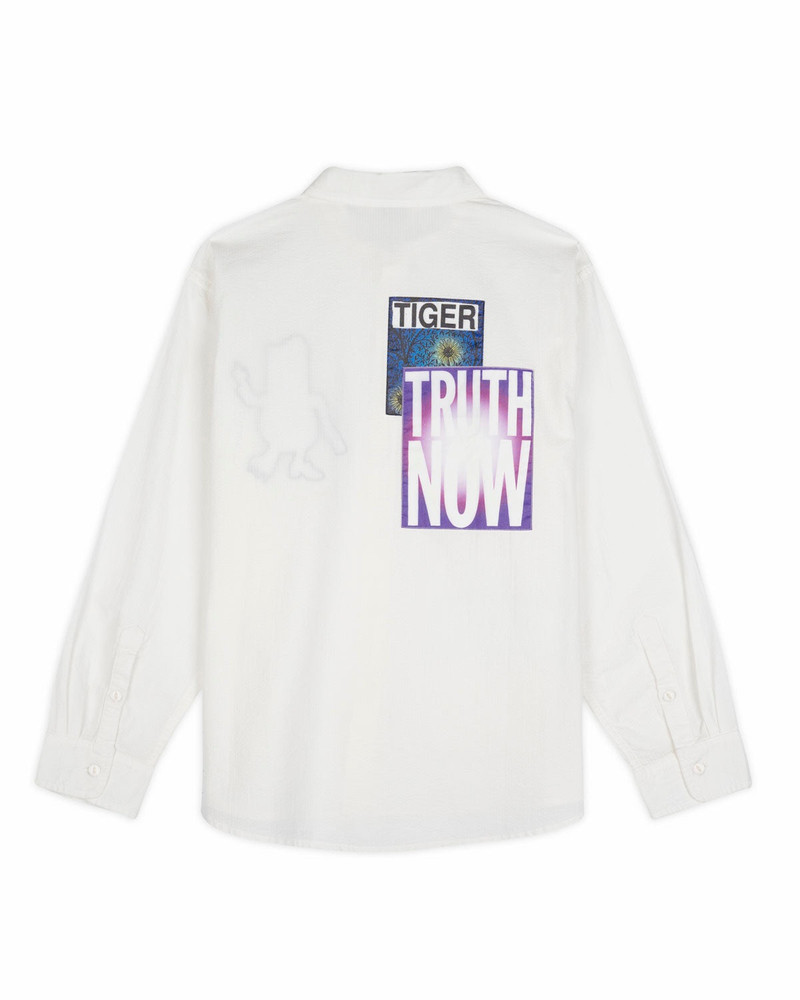 BRAIN DEAD Truth Now Seersucker Shirt - White outlook