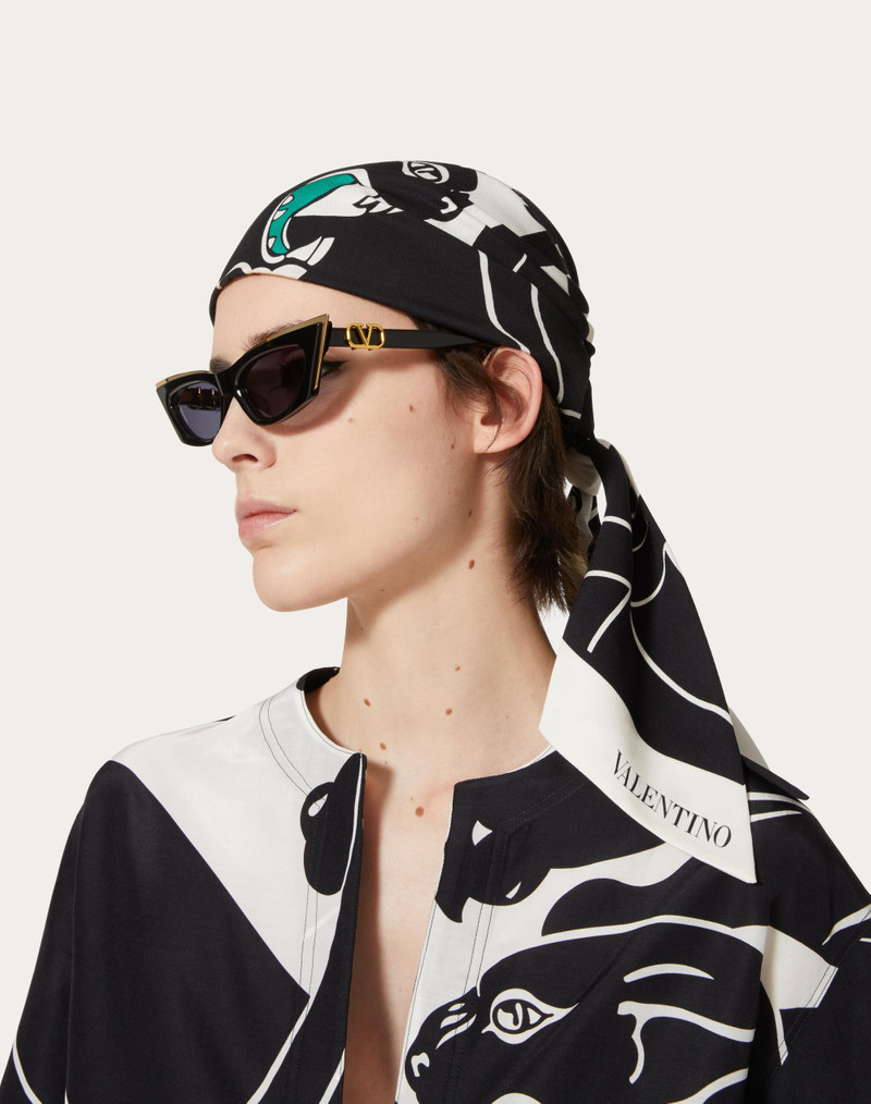 VALENTINO ESCAPE PANTHER PRINT COTTON AND SILK HEADBAND 4