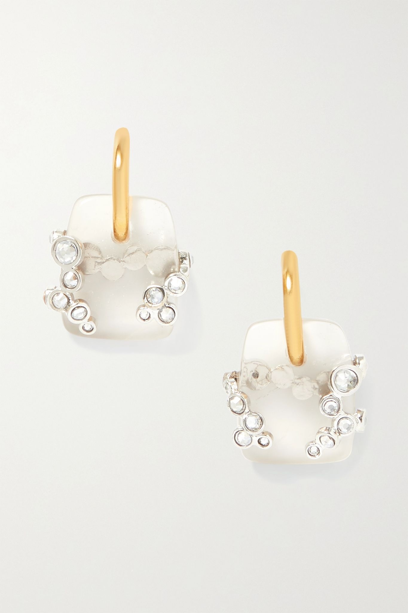 Gold-tone, quartz and crystal earrings - 1