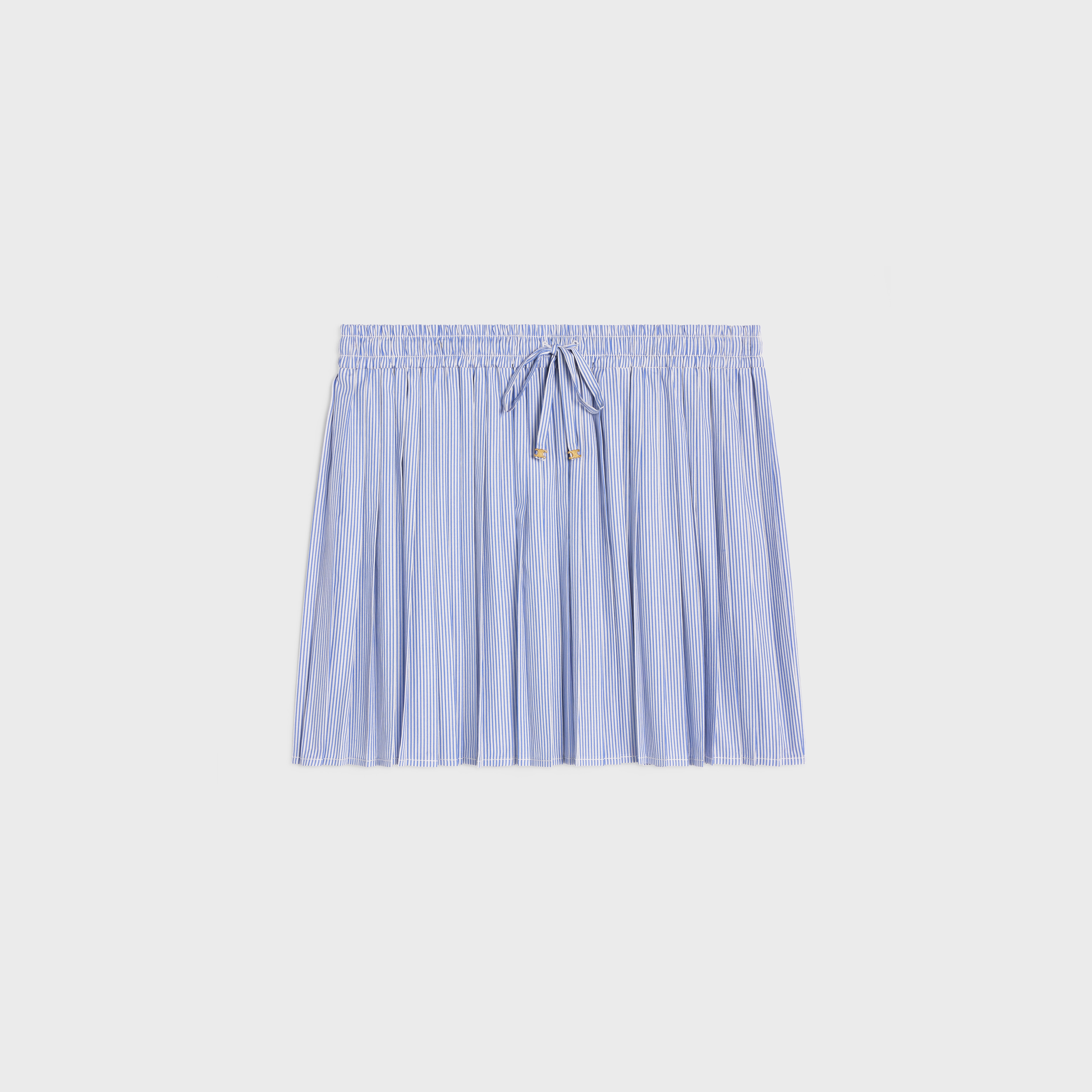 pleated pajama skirt in striped cotton - 1