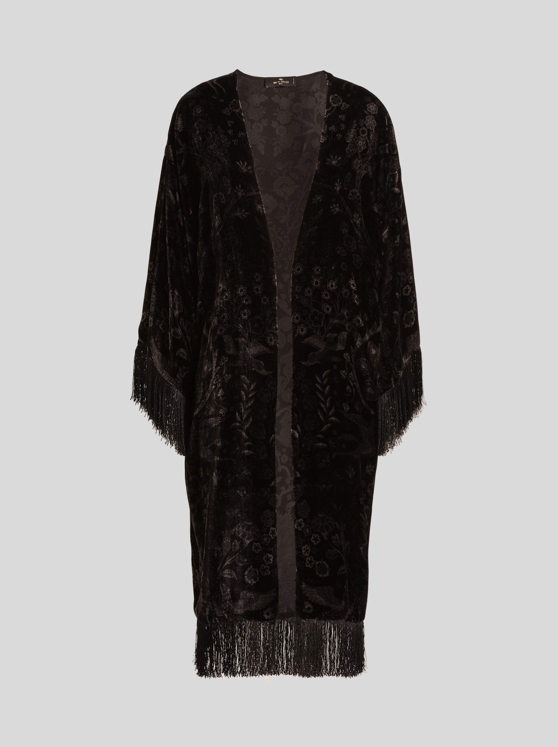FRINGED VELVET PONCHO - 1