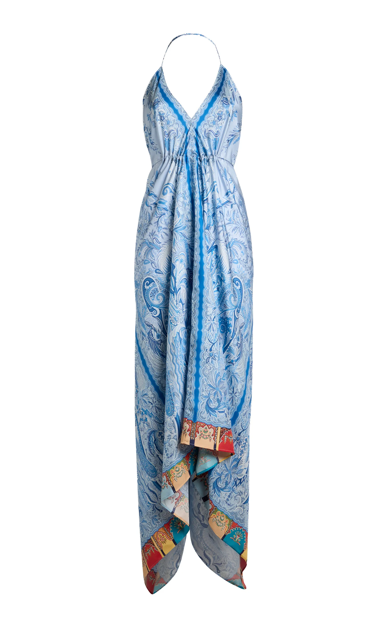 Patterned Halter Neck Midi Dress light blue - 1