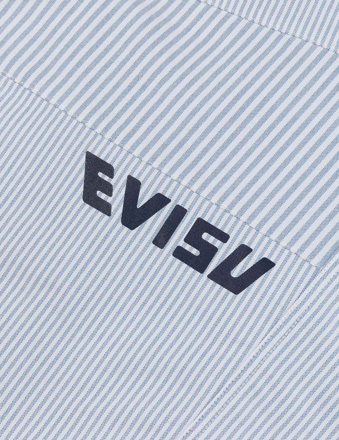 Deconstructed Seagull Embroidery Relax Fit Striped Shirt - 4