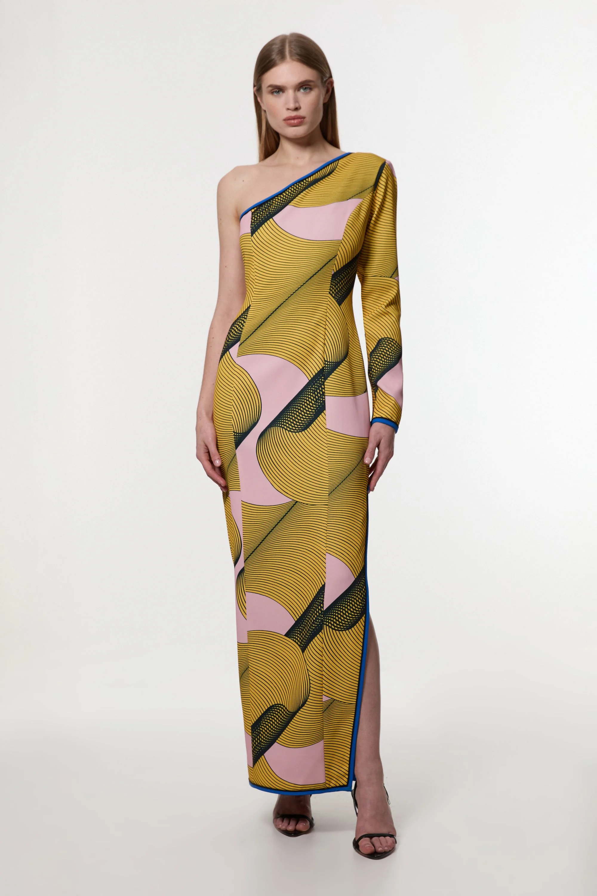 Amelia Graham Printed Cady One Shoulder Maxi Dress - 1