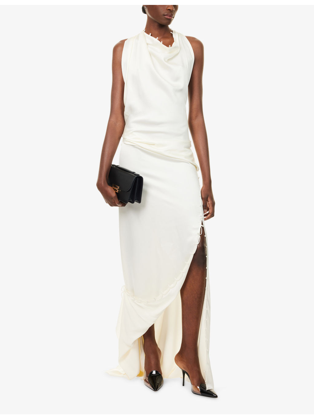 Rouleaux Draped Satin Maxi Dress - 2