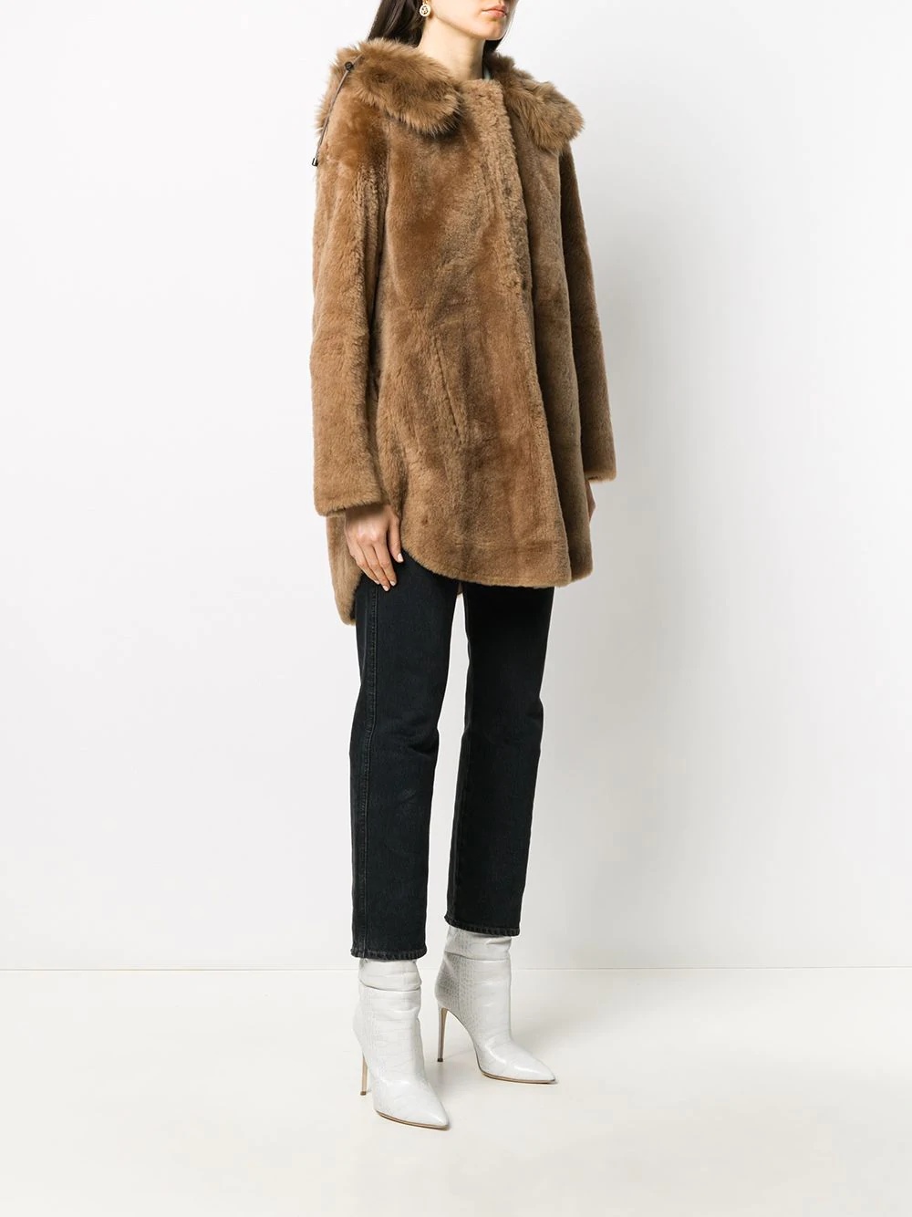 hooded fur jacket - 3