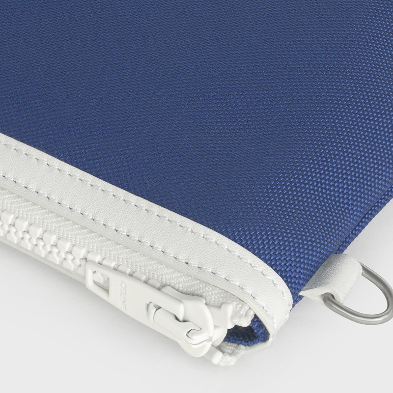 Small Pouch with strap in Nylon and calfskin with Celine print 4