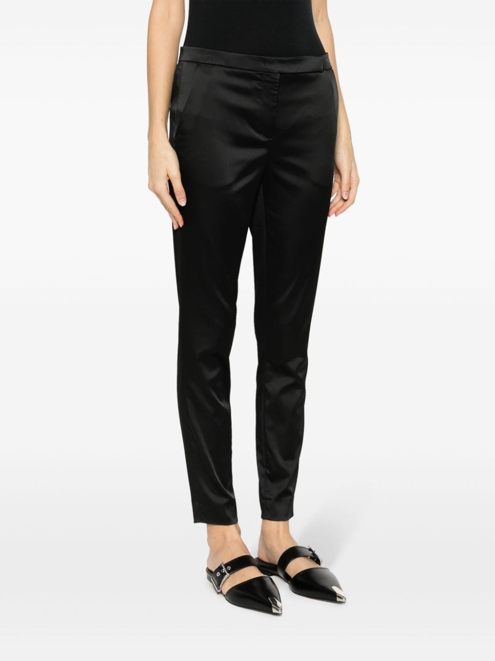 slim-cut satin-finish trousers - 3