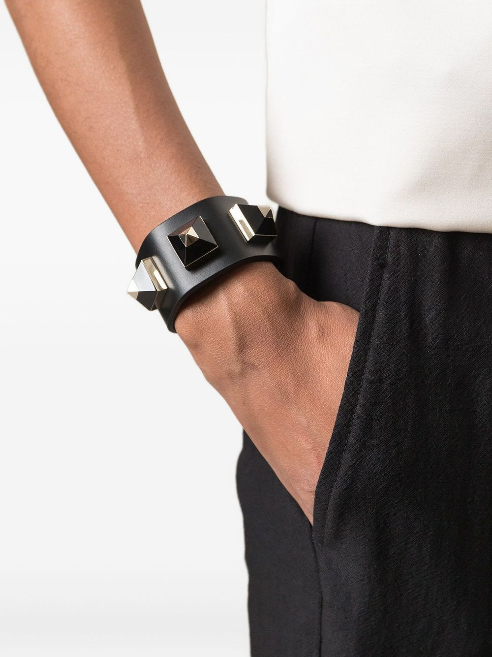 spike-stud leather bracelet - 2