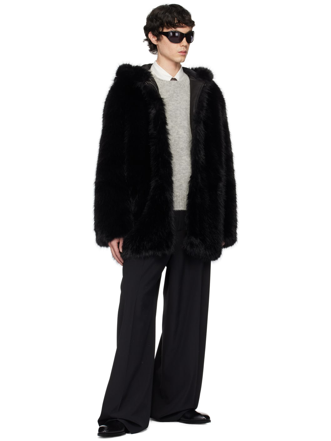 Black Faux-Fur Hooded Jacket - 4