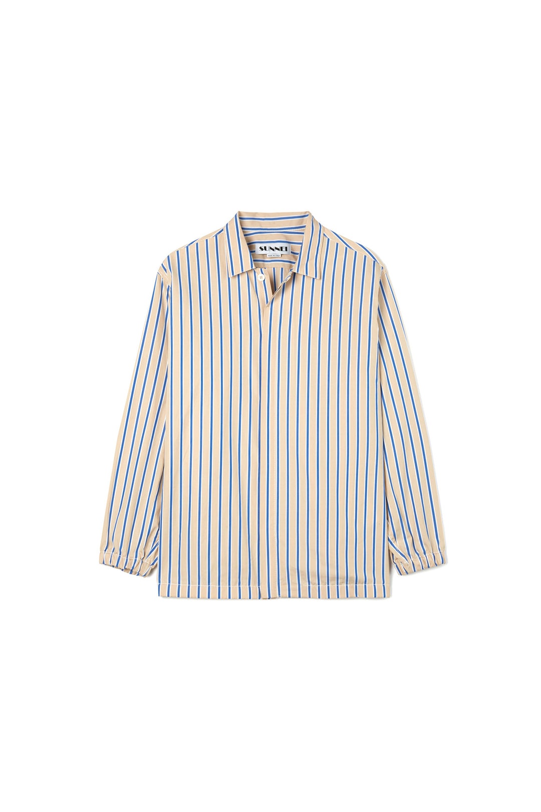 ELASTIC SHIRT / beige, white & blue - 1