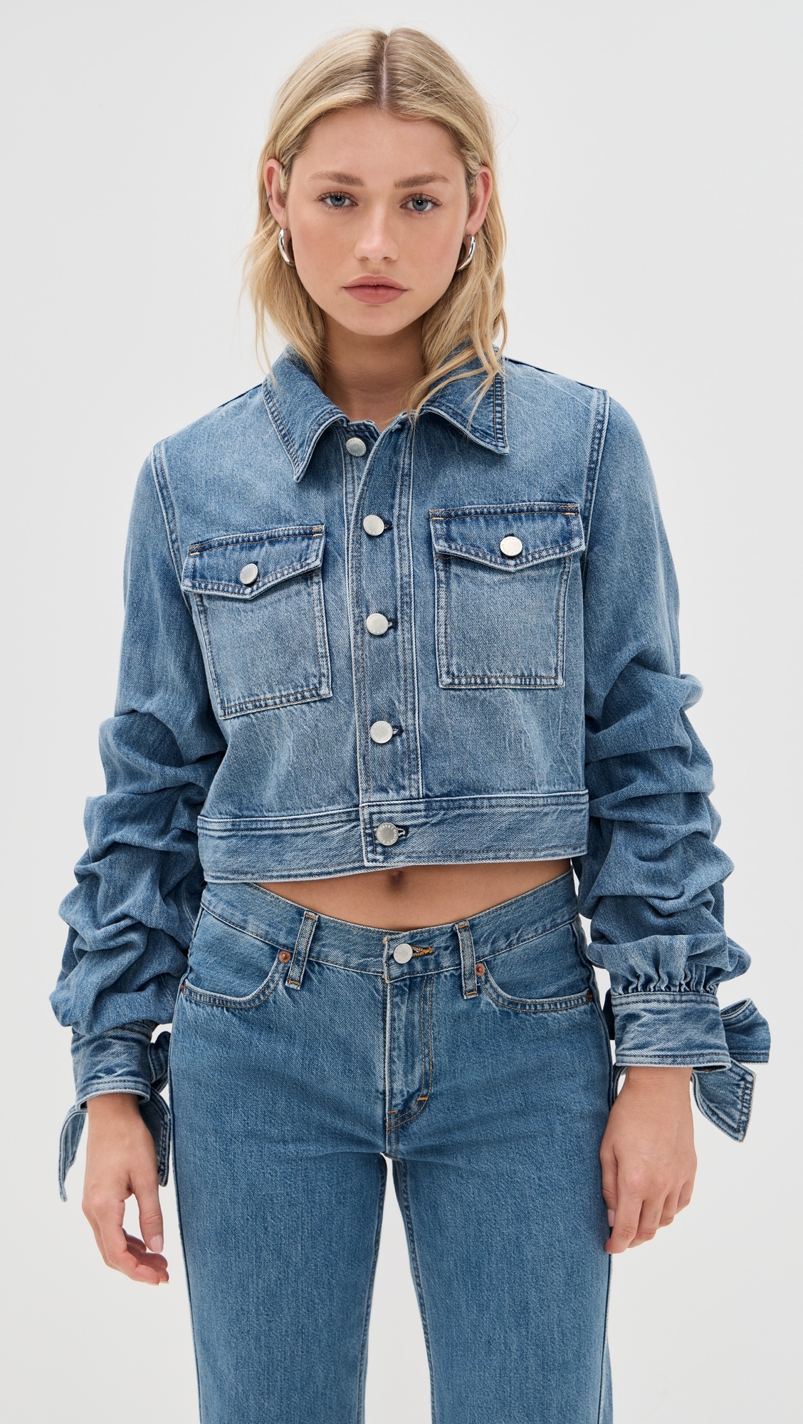 Tiff Denim Jacket with Bow Sleeve - 6
