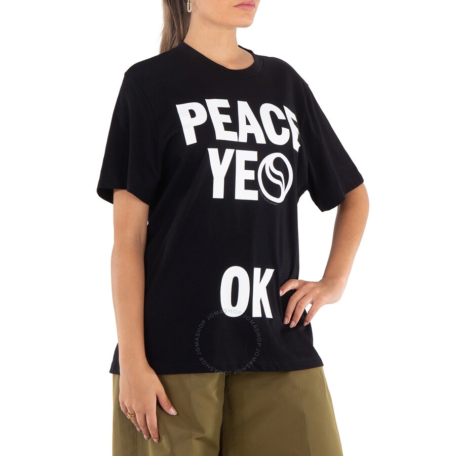 Stella McCartney Ladies Black Slogan-Print Cotton T-Shirt - 4
