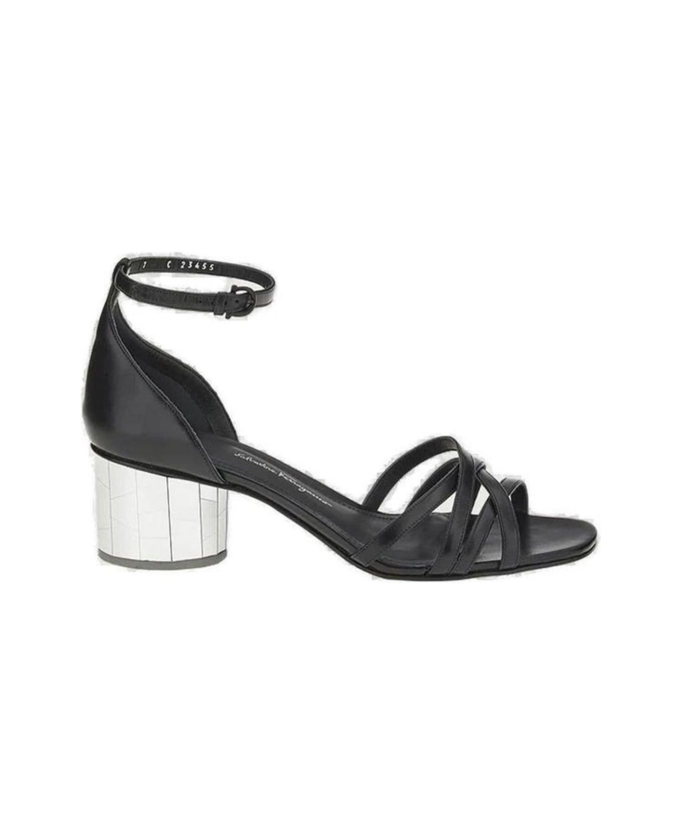 Buckle Strap Heeled Sandals - 1