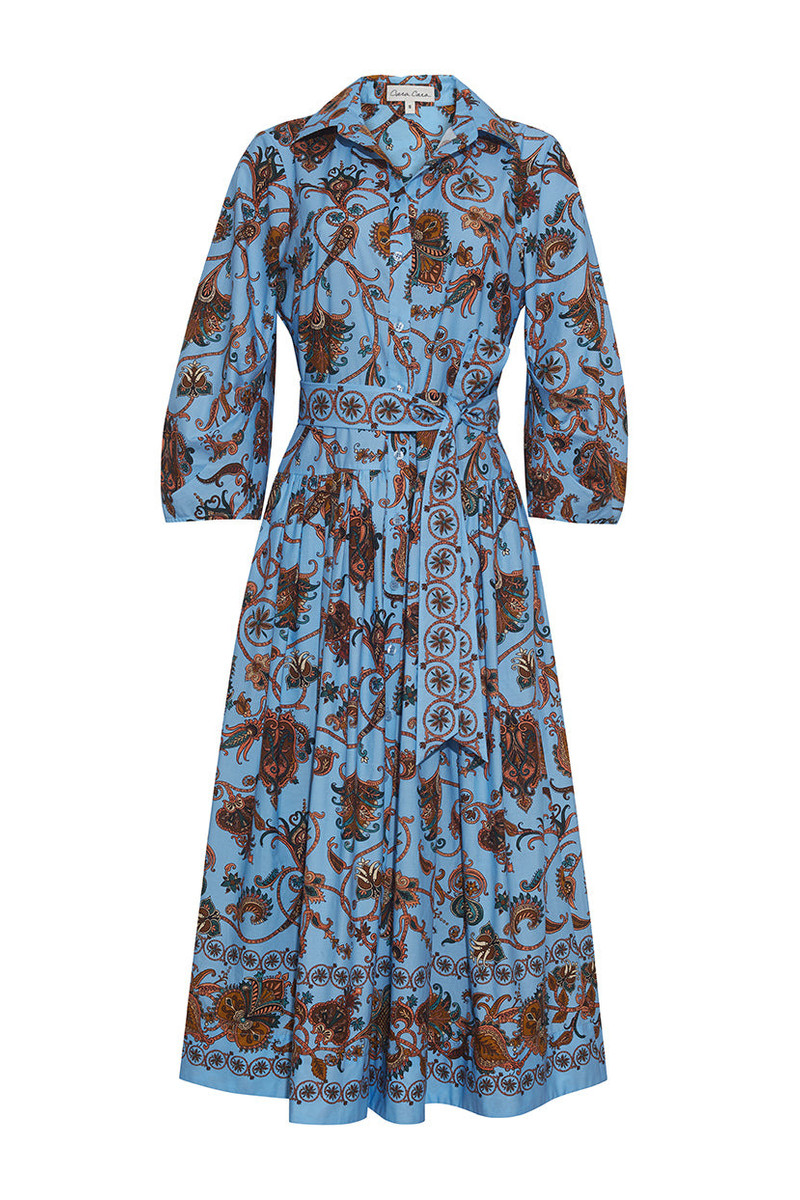 Raya Dress A Button Up Dress Featuring a Blouson Sleeve and Chic Sash 1
