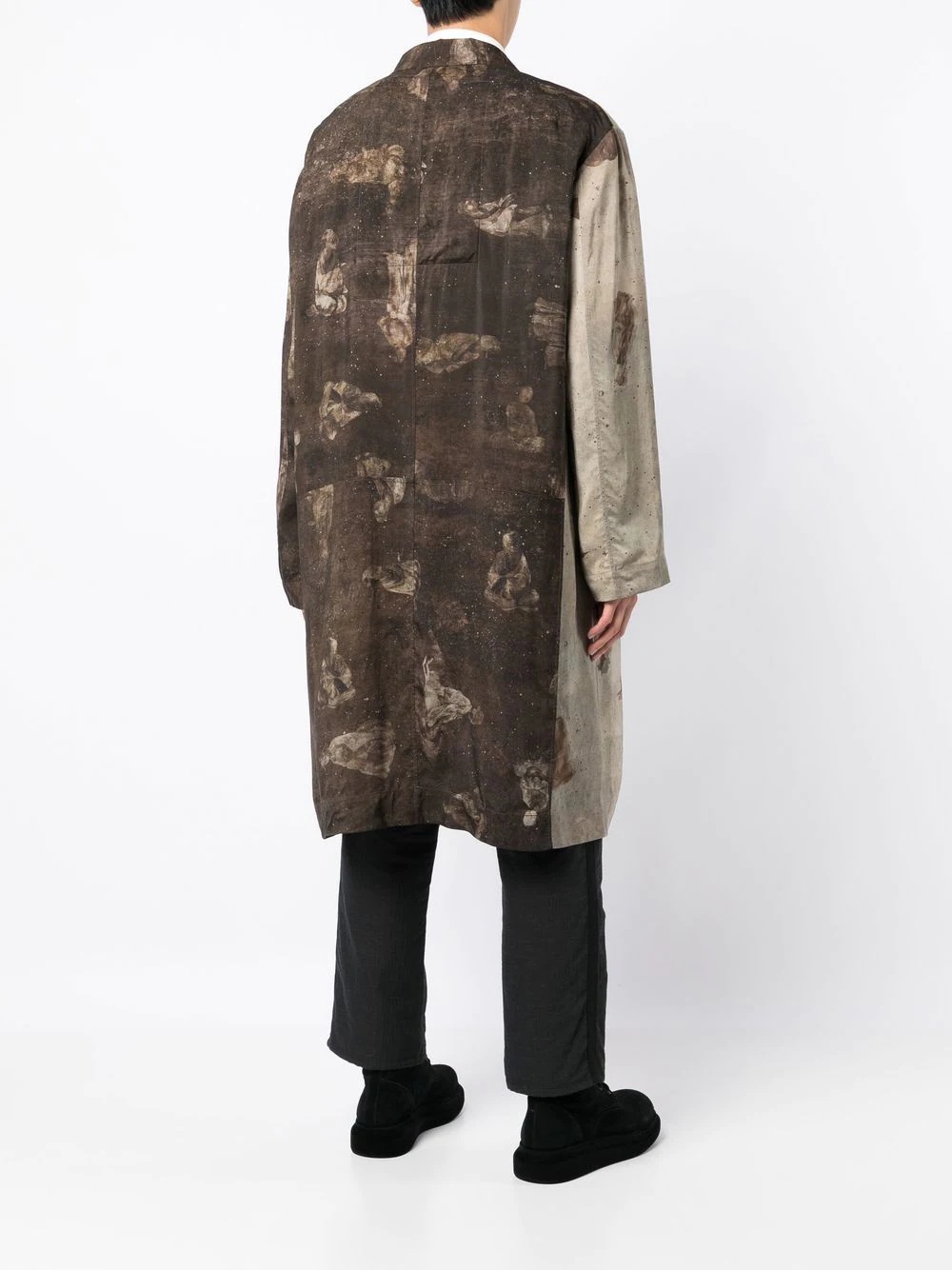 graphic-print single-breasted coat - 4