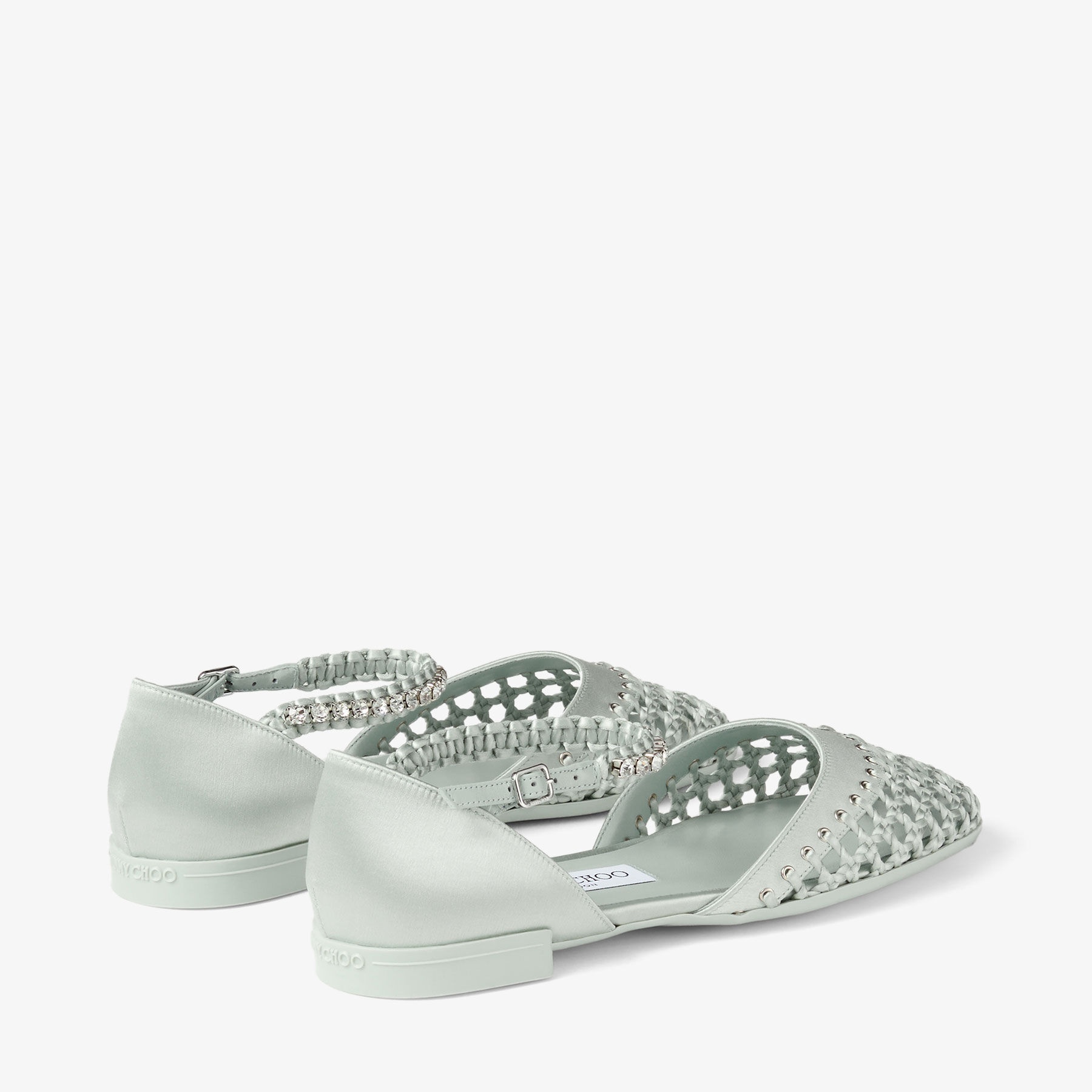 Dila Ballerina
Light Verde Satin Ballet Flats with Crystal Embellishment - 5