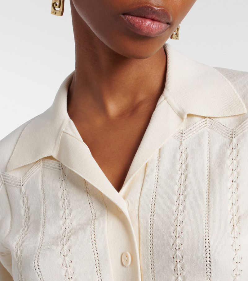 Acme pointelle cotton-blend polo shirt 3