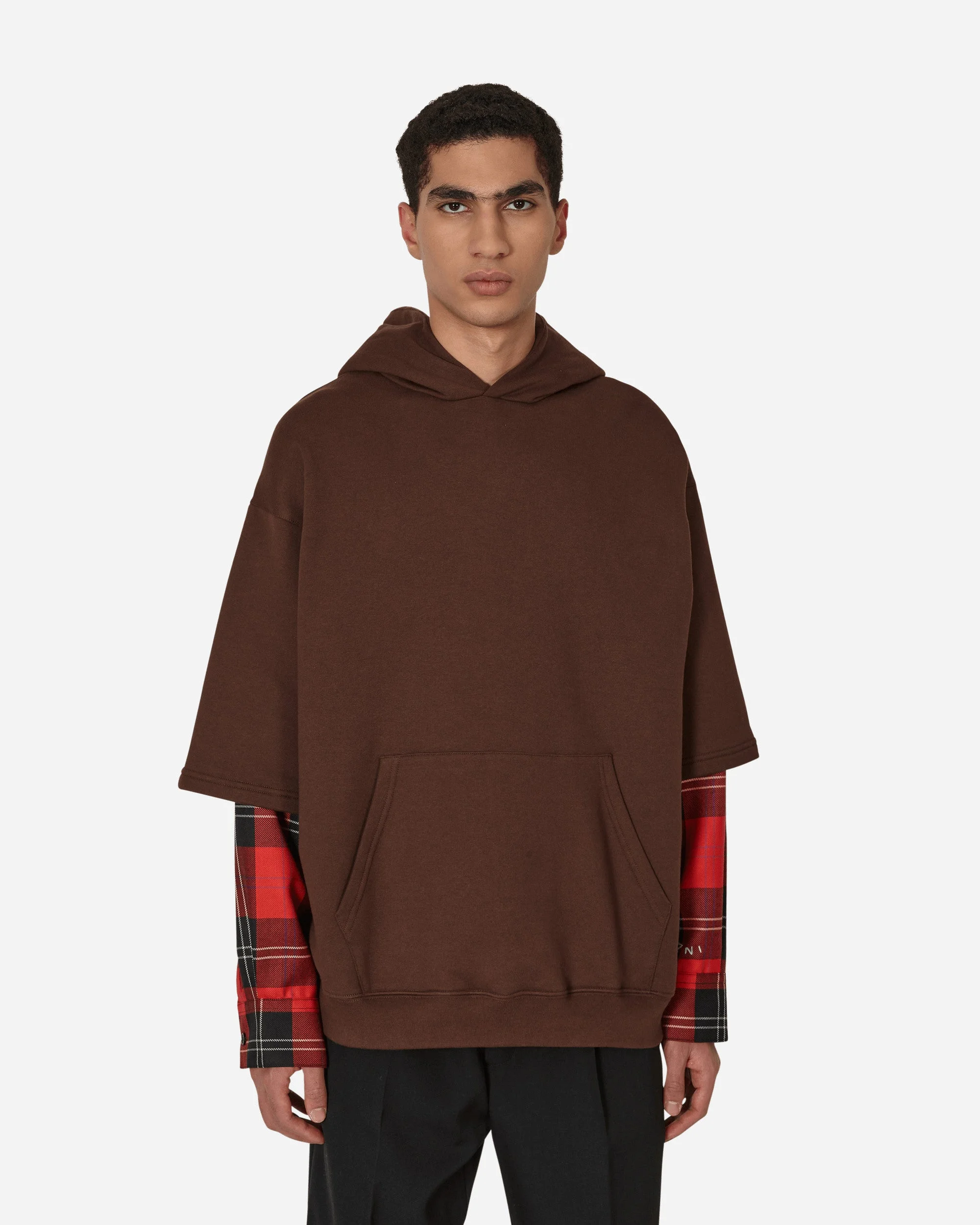 Long-Sleeved Hooded Sweatshirt Brown - 1