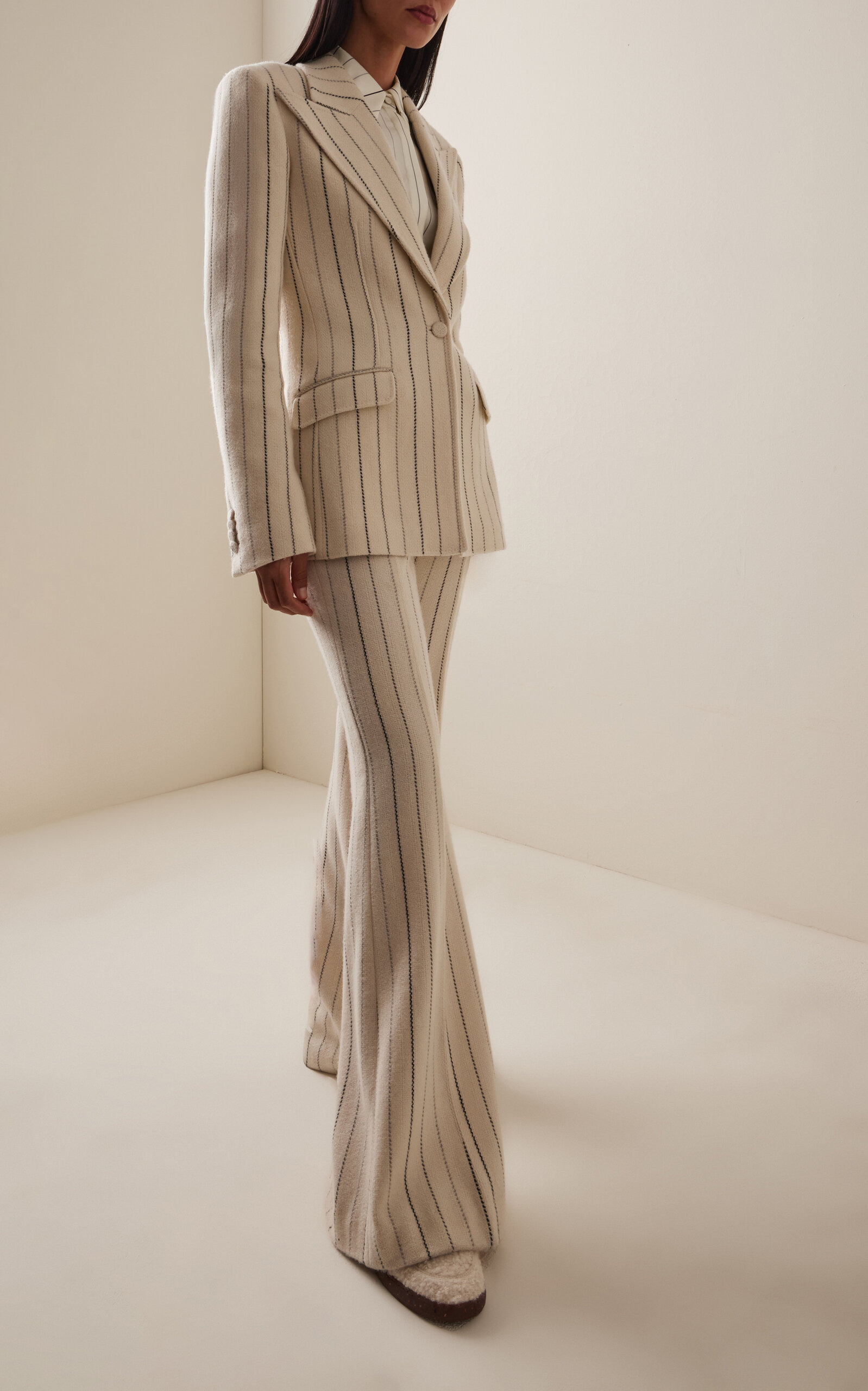 Leiva Striped Wool-Cashmere Blazer ivory - 3